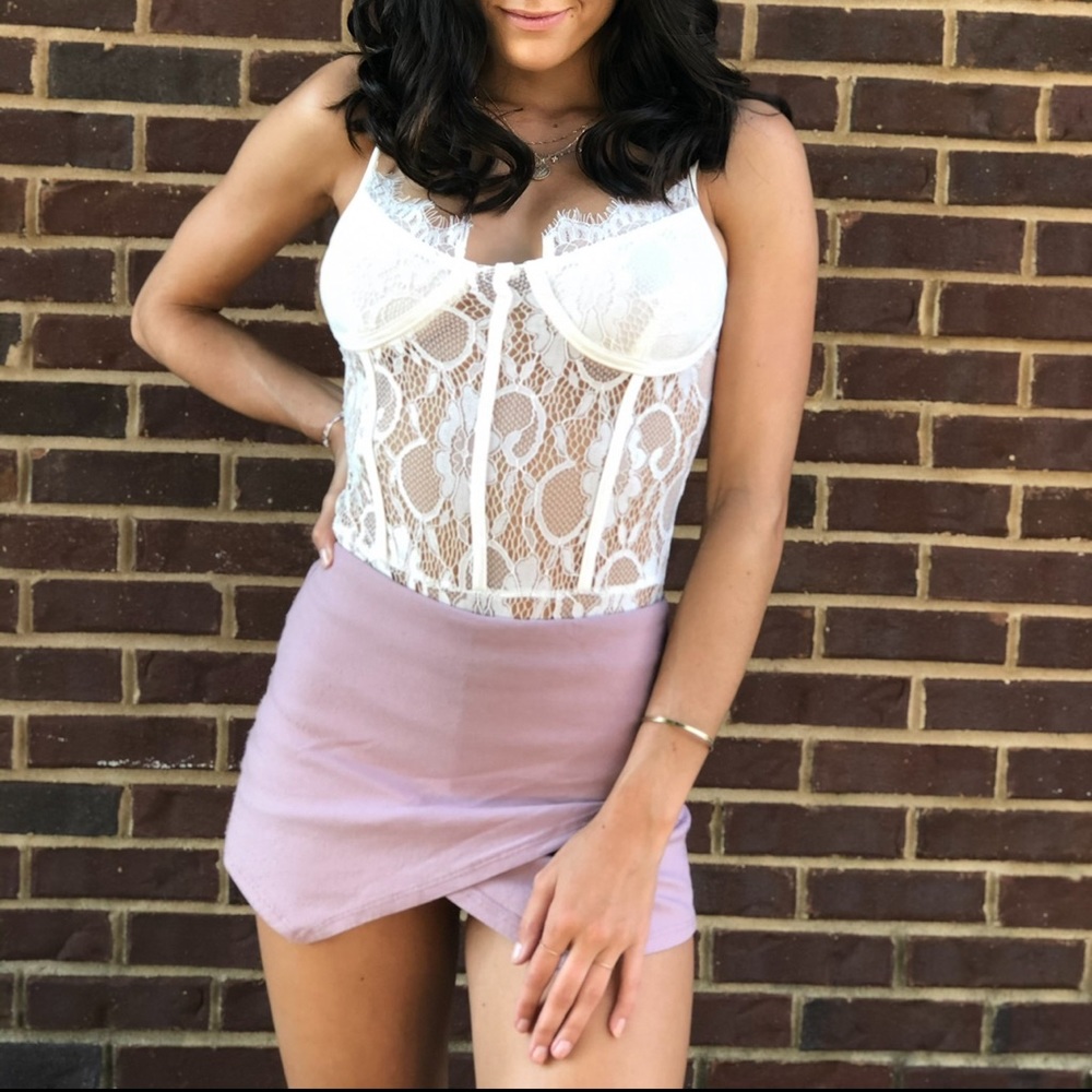 Blush pink mini envelope skort